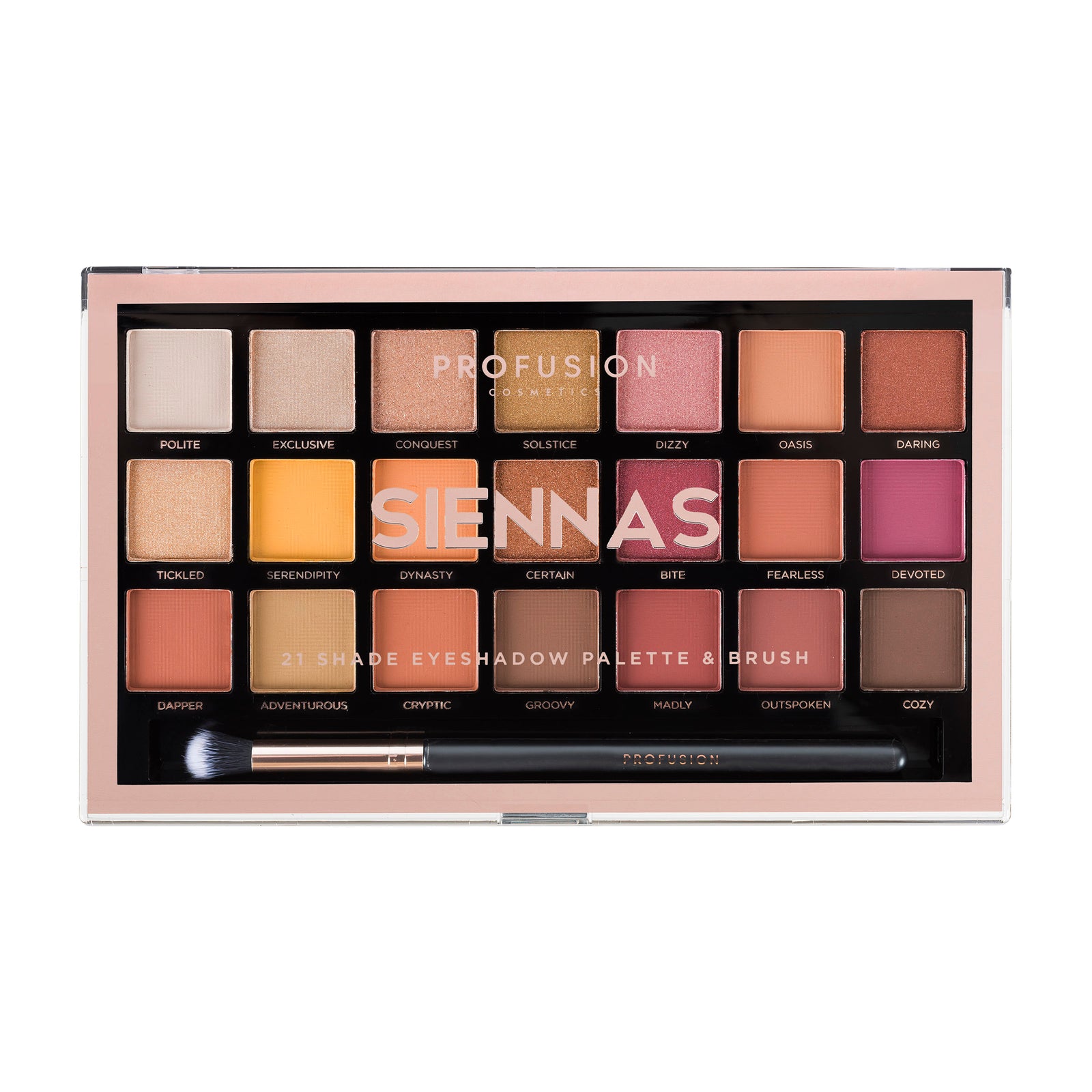 siennas 21 shade eyeshadow palette & brush