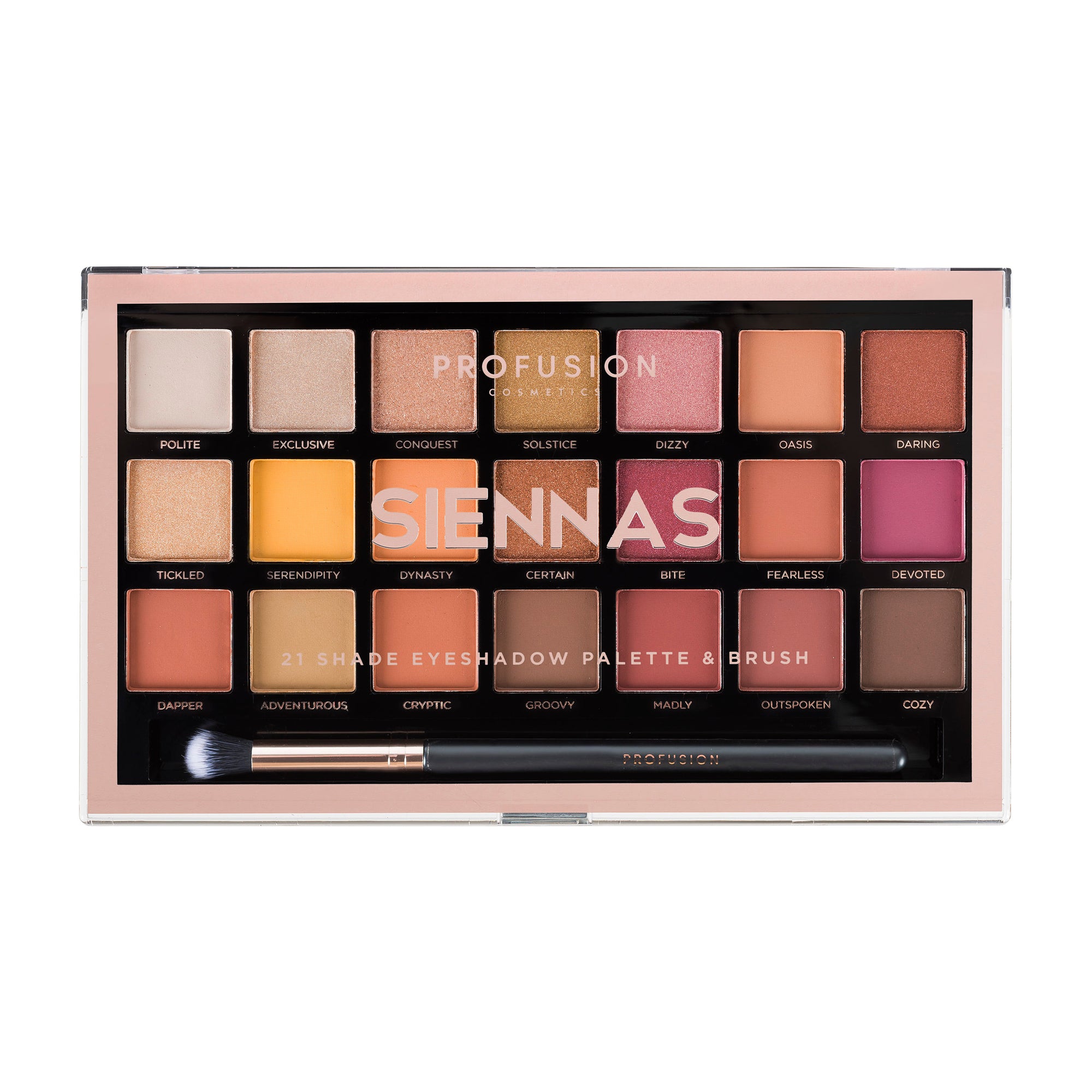 siennas 21 shade eyeshadow palette & brush