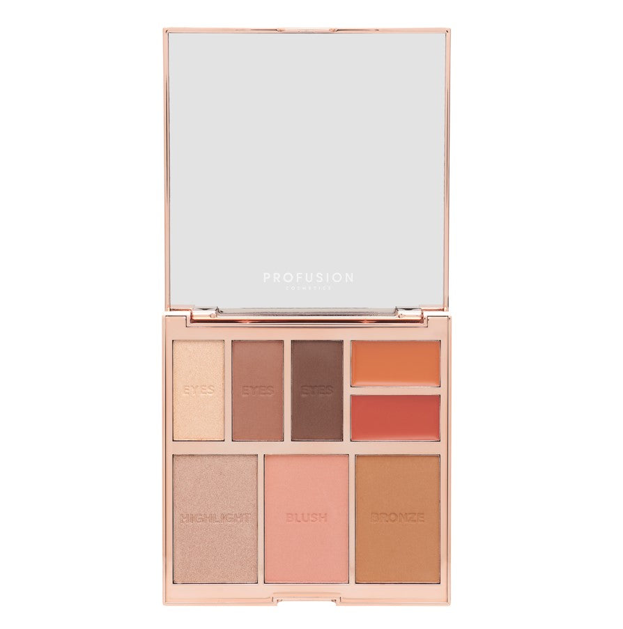 Full face palette nude 8 shade eye face and lip palette 