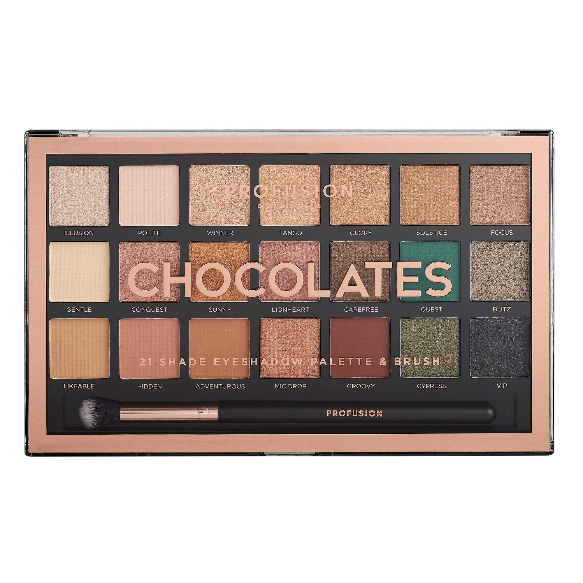 chocolates-21 shade eyeshadow palette & brush 