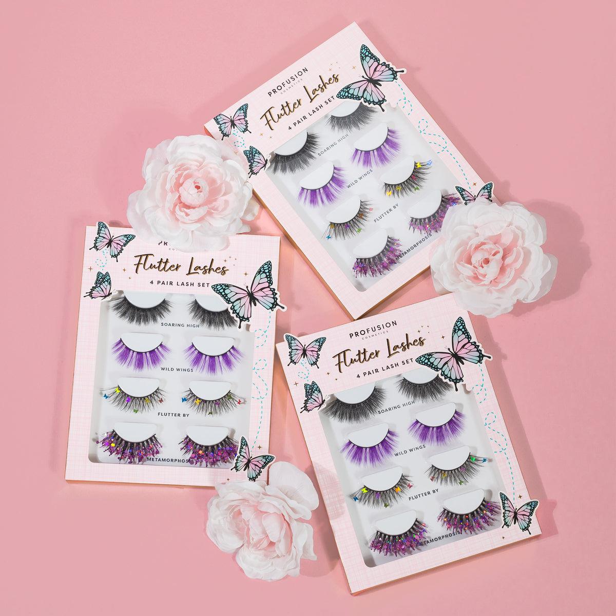 Flutter lashes, 4 pair lash set